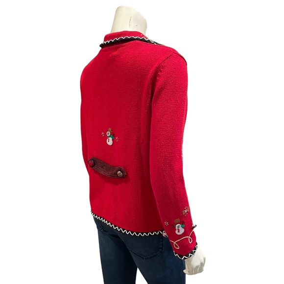 Vintage Beaded Patchwork Christmas Cardigan Sweater - Picture 12 of 14